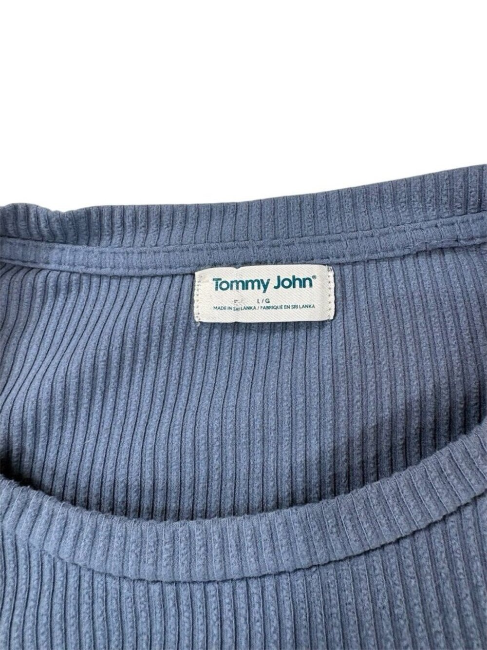 Tommy John Sweatshirt Mens Blue Size Large Ribbed Crew Neck Pullover - Picture 5 of 8